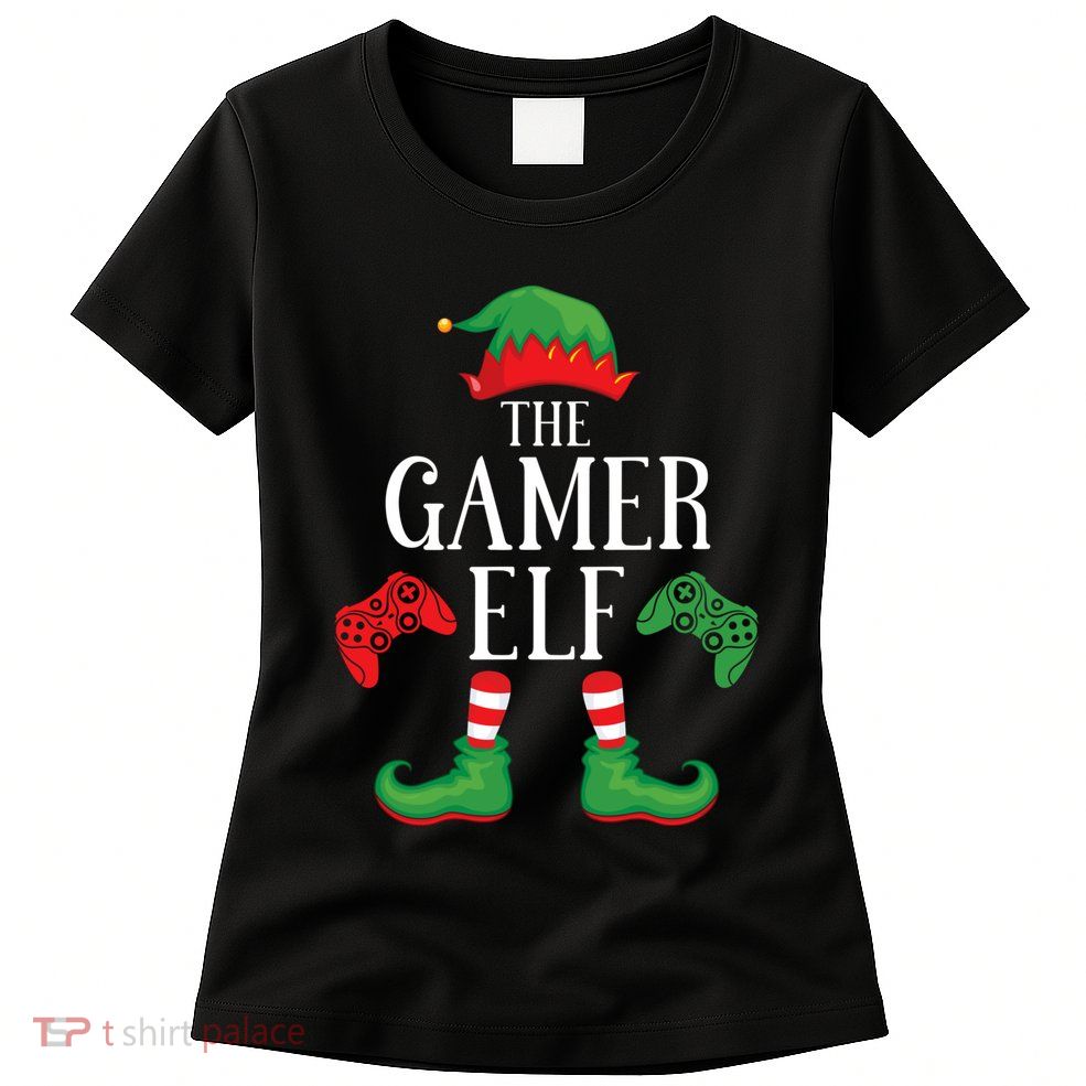 Gamer Elf Matching Group Xmas Gaming Funny Family Christmas Womens T-Shirt