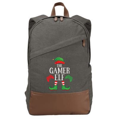 Gamer Elf Matching Group Xmas Gaming Funny Family Christmas Cotton Canvas Backpack