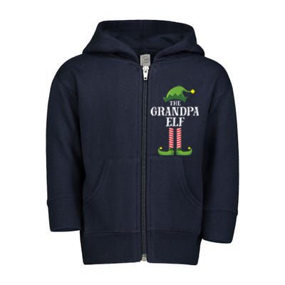 Grandpa Elf Matching Family Group Christmas Party Toddler Zip Fleece Hoodie