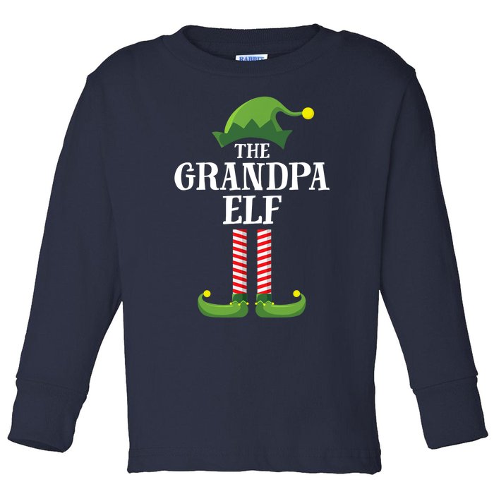 Grandpa Elf Matching Family Group Christmas Party Toddler Long Sleeve Shirt