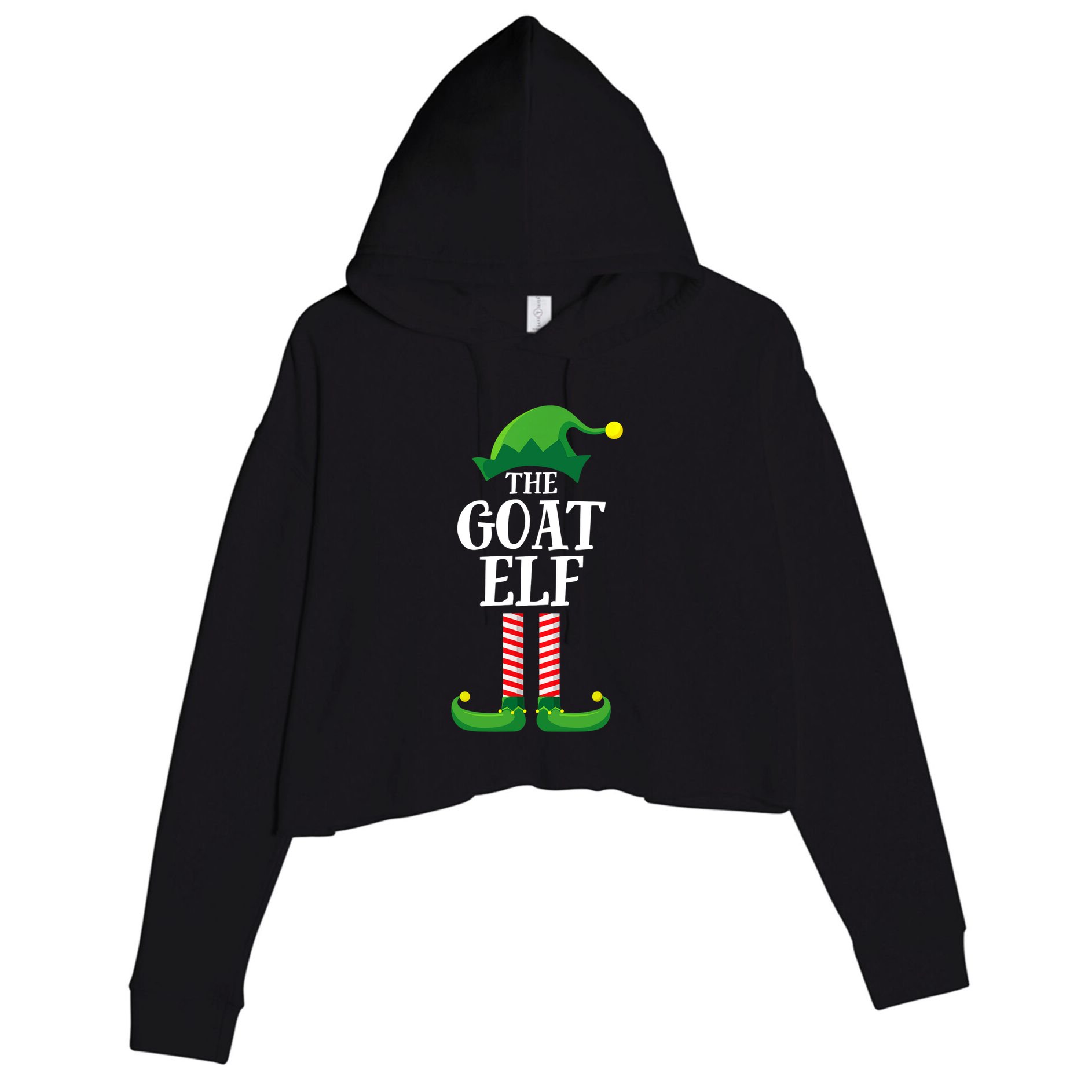 Goat Elf Matching Family Group Christmas Party Crop Fleece Hoodie
