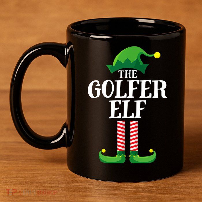 Golfer Elf Matching Family Group Christmas Party 11oz C Handle Ceramic Mug