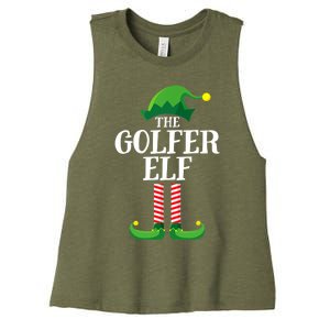 Golfer Elf Matching Family Group Christmas Party Women's Racerback Cropped Tank