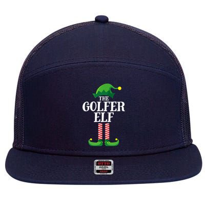 Golfer Elf Matching Family Group Christmas Party 7 Panel Mesh Trucker Snapback Hat