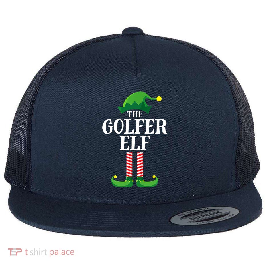 Golfer Elf Matching Family Group Christmas Party Flatbill Hat