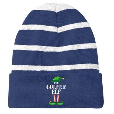 Golfer Elf Matching Family Group Christmas Party Striped Beanie with Solid Band