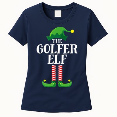Golfer Elf Matching Family Group Christmas Party Womens T-Shirt