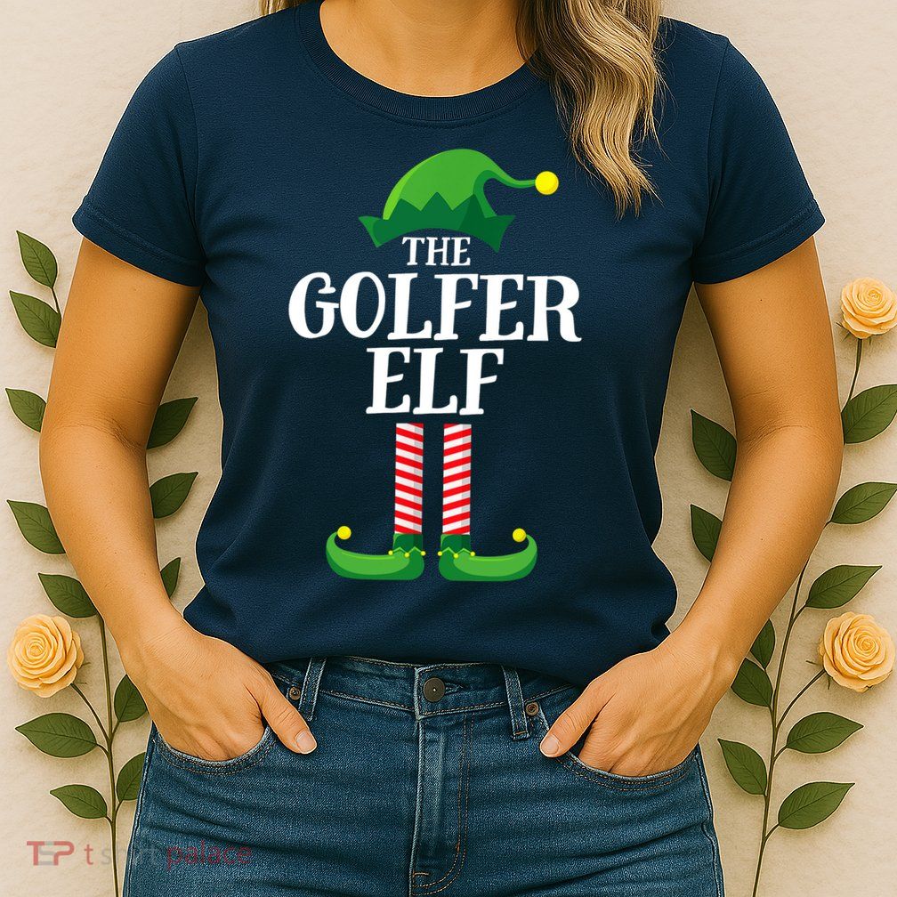 Golfer Elf Matching Family Group Christmas Party Womens T-Shirt