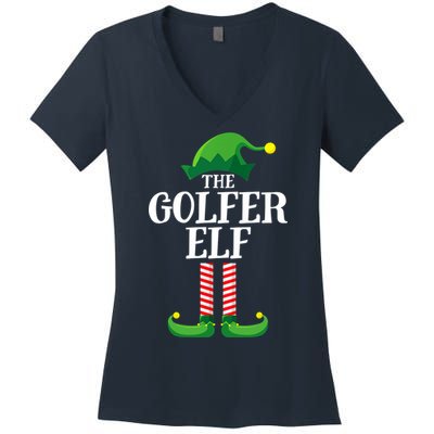 Golfer Elf Matching Family Group Christmas Party Women's V-Neck T-Shirt