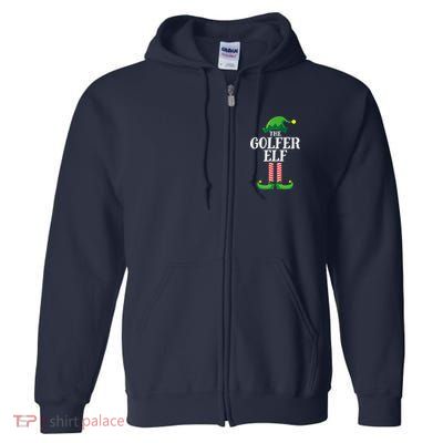 Golfer Elf Matching Family Group Christmas Party Full Zip Hoodie