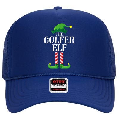 Golfer Elf Matching Family Group Christmas Party High Crown Mesh Back Trucker Hat