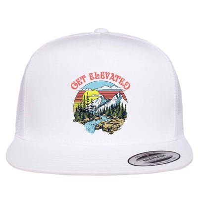 Get Elevated Mountain Stream Landscape Flat Bill Trucker Hat