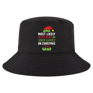 Gamer Elf Most Likely To Play Video Games Christmas Funny Gift Cool Comfort Performance Bucket Hat