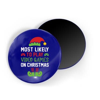 Gamer Elf Most Likely To Play Video Games Christmas Funny Gift Magnet