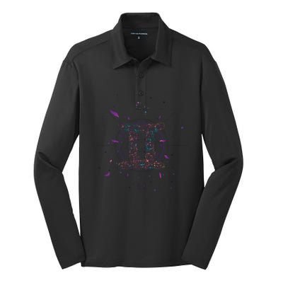 Gemeni Floral Zodiac Silk Touch Performance Long Sleeve Polo