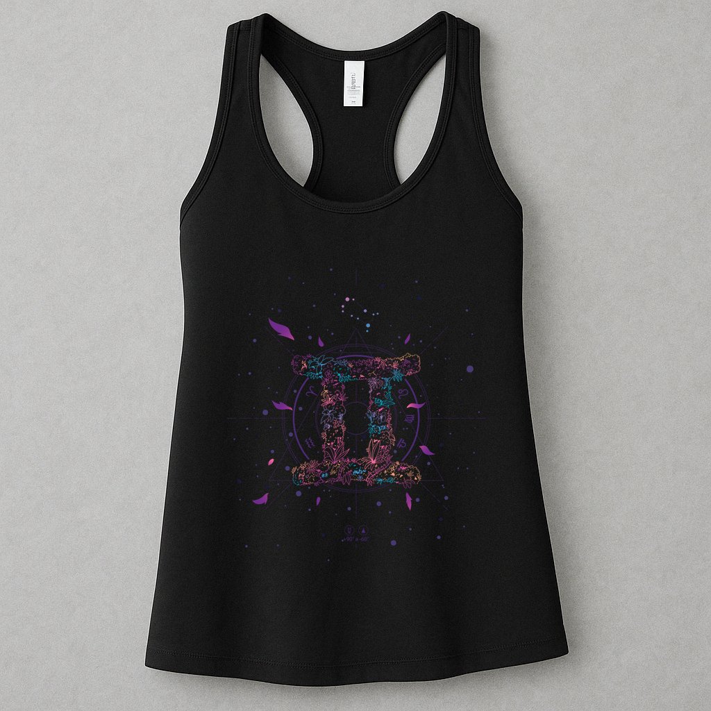 Gemeni Floral Zodiac Womens Tank Top