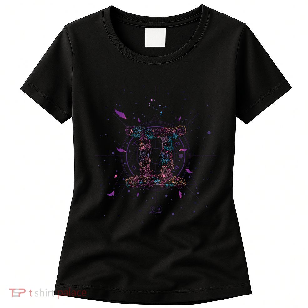 Gemeni Floral Zodiac Womens T-Shirt