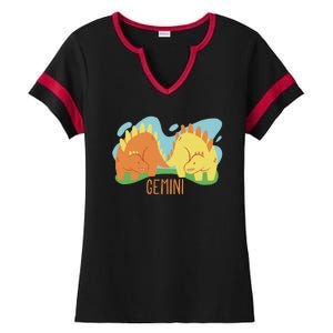 Gemini Dinosaur Ladies Halftime Notch Neck Tee