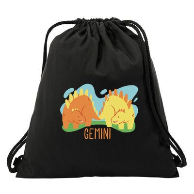 Gemini Dinosaur Drawstring Bag