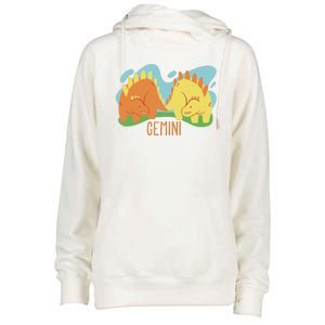 Gemini Dinosaur Womens Funnel Neck Pullover Hood