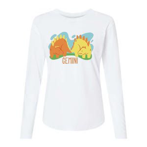 Gemini Dinosaur Womens Cotton Relaxed Long Sleeve T-Shirt