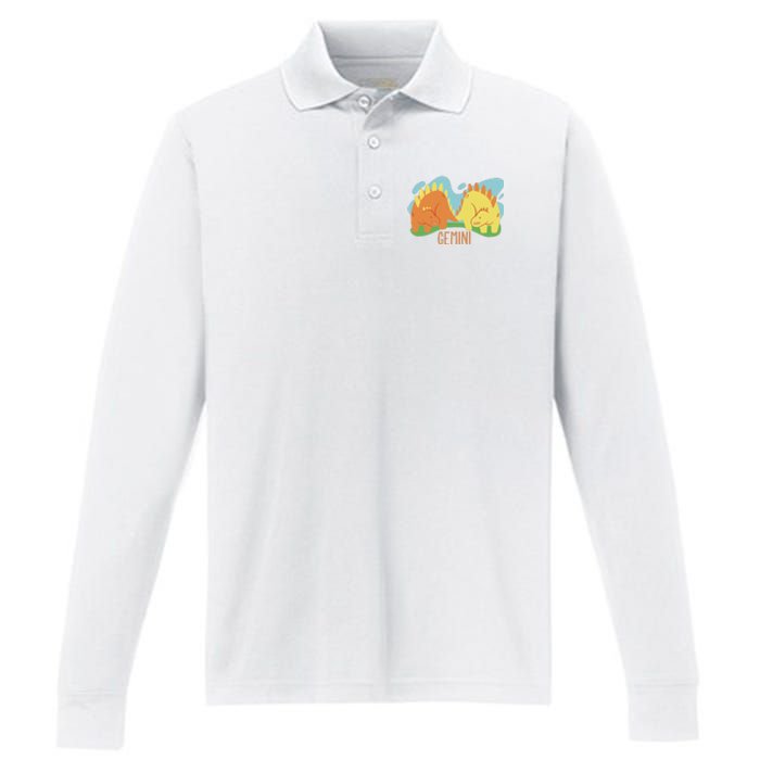 Gemini Dinosaur Performance Long Sleeve Polo