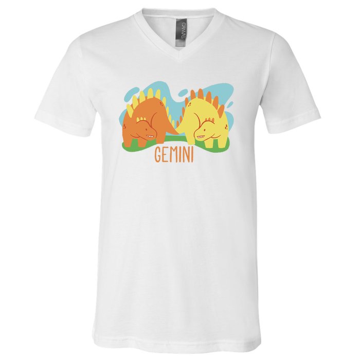 Gemini Dinosaur V-Neck T-Shirt