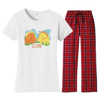 Gemini Dinosaur Women's Flannel Pajama Set