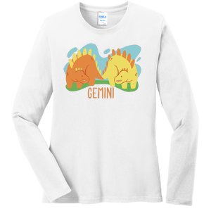 Gemini Dinosaur Ladies Long Sleeve Shirt