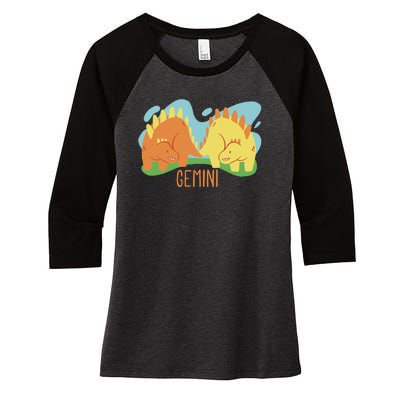 Gemini Dinosaur Women's Tri-Blend 3/4-Sleeve Raglan Shirt