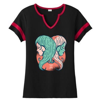 Gemini Zodiac Girl Ladies Halftime Notch Neck Tee