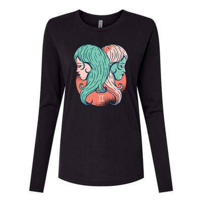 Gemini Zodiac Girl Womens Cotton Relaxed Long Sleeve T-Shirt