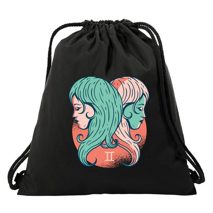 Gemini Zodiac Girl Drawstring Bag