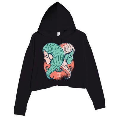 Gemini Zodiac Girl Crop Fleece Hoodie