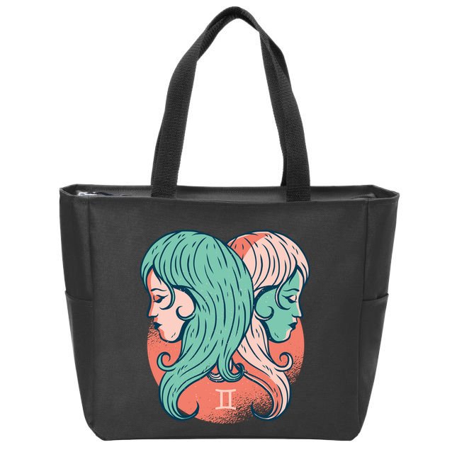 Gemini Zodiac Girl Zip Tote Bag