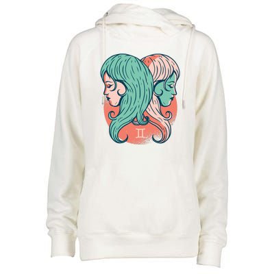 Gemini Zodiac Girl Womens Funnel Neck Pullover Hood