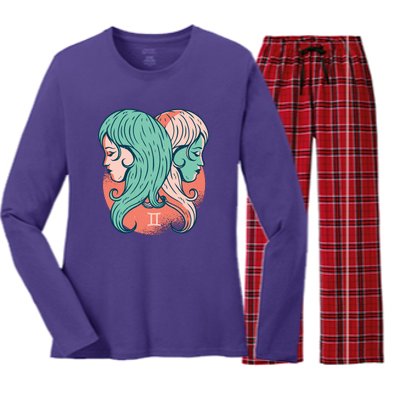 Gemini Zodiac Girl Women's Long Sleeve Flannel Pajama Set 