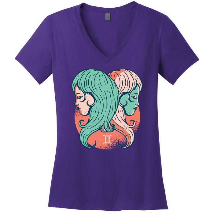 Gemini Zodiac Girl Women's V-Neck T-Shirt