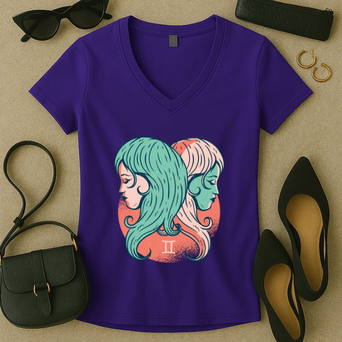 Gemini Zodiac Girl Women's V-Neck T-Shirt
