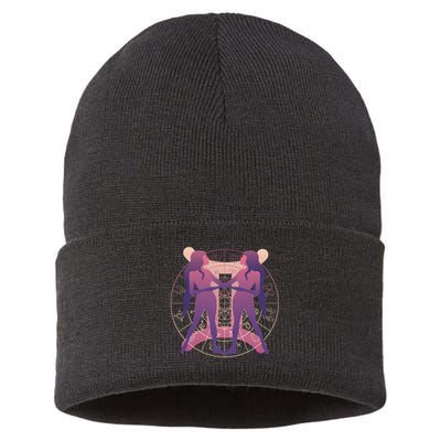 Gemini Zodiac Symbol Sustainable Knit Beanie