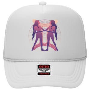 Gemini Zodiac Symbol High Crown Mesh Back Trucker Hat