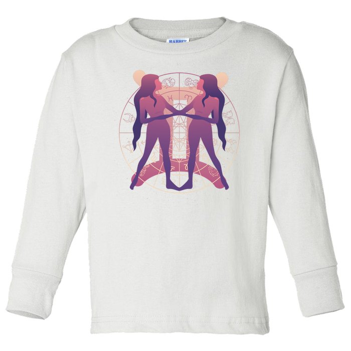 Gemini Zodiac Symbol Toddler Long Sleeve Shirt