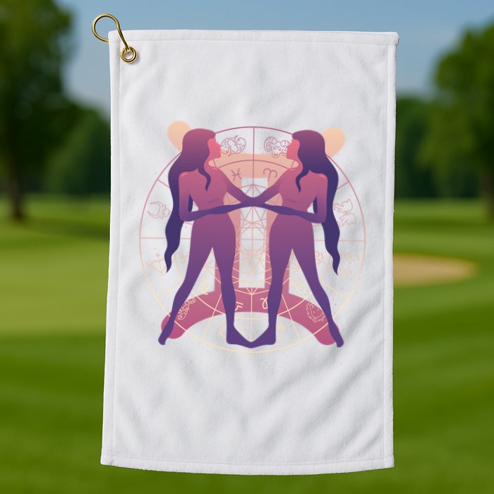 Gemini Zodiac Symbol Golf Towel