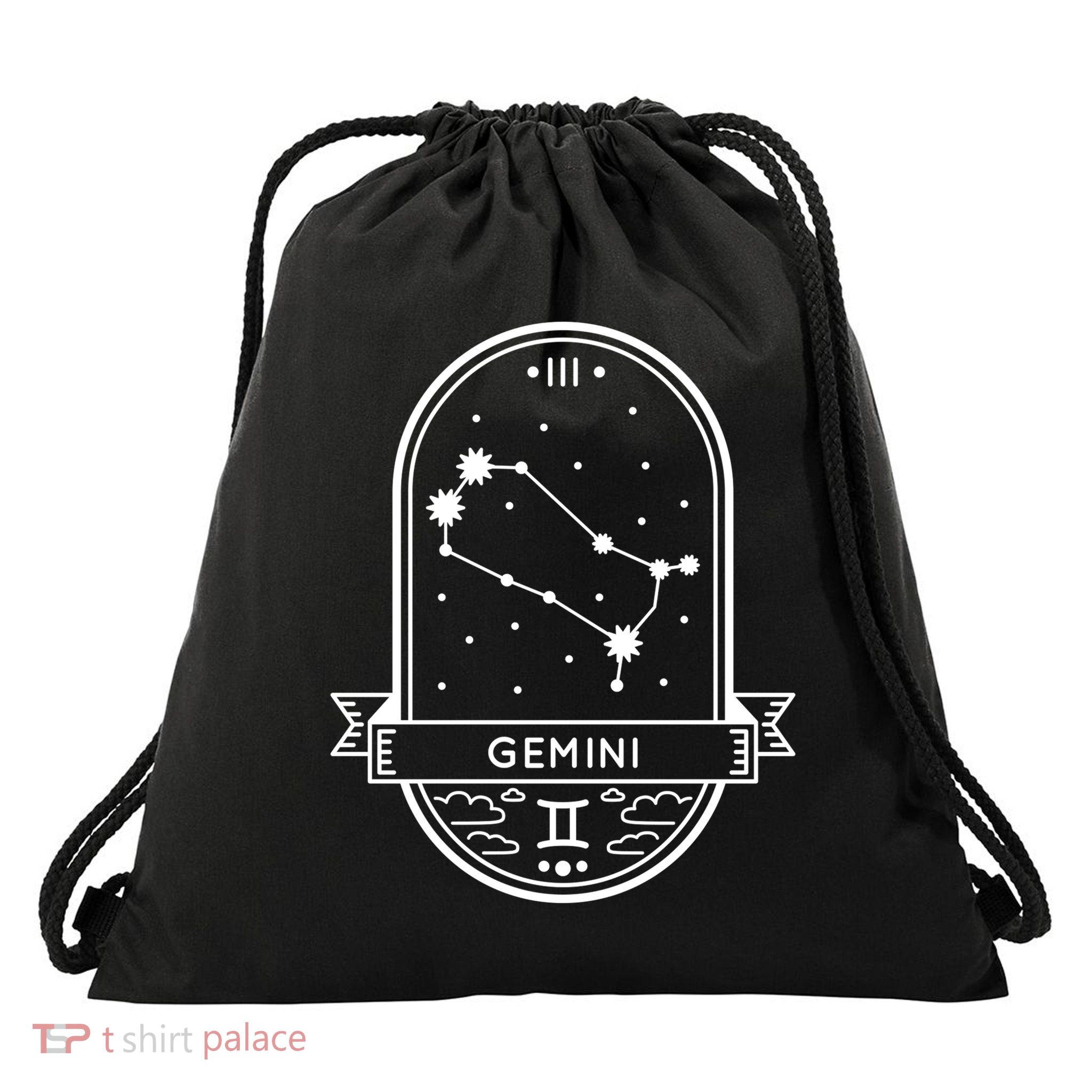Gemini Zodiac Symbol Design Drawstring Bag