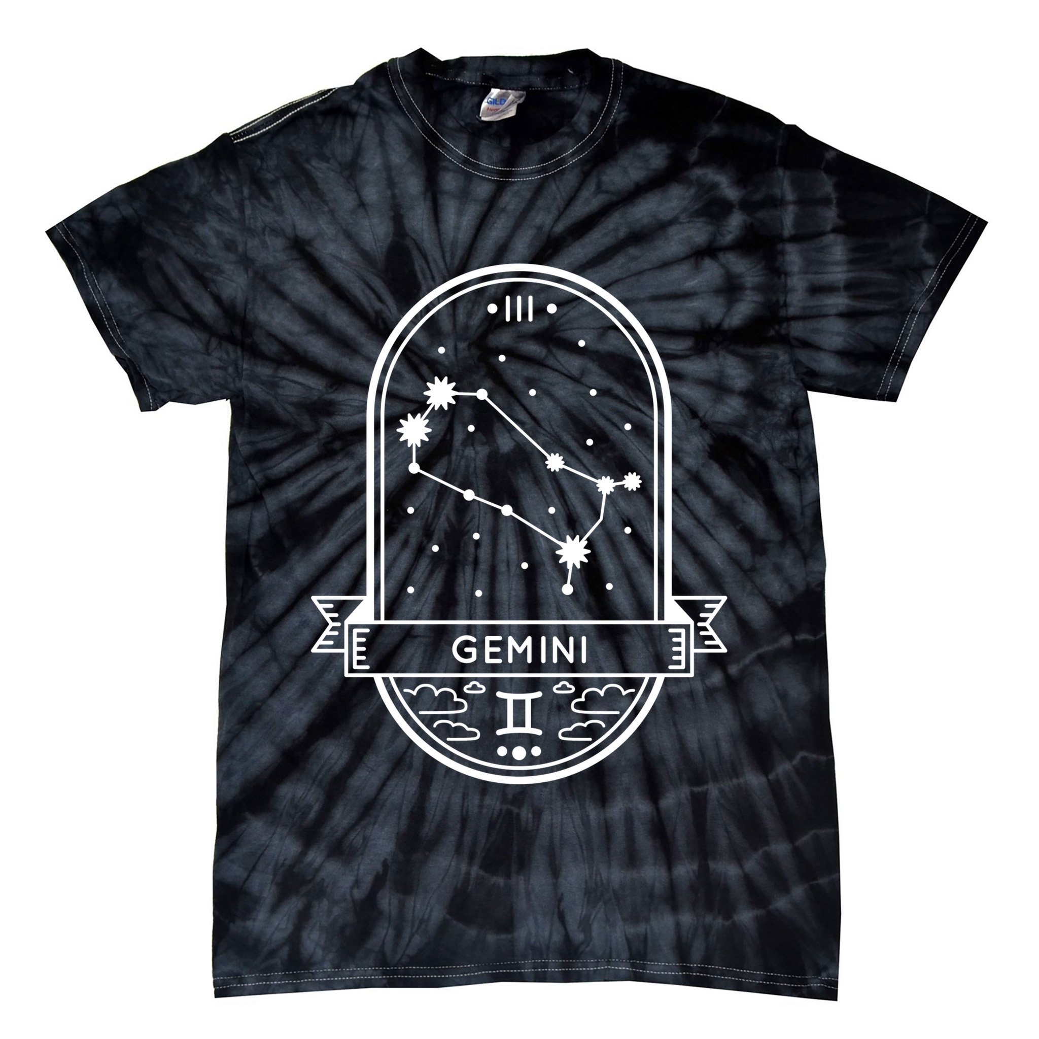 Gemini Zodiac Symbol Design Tie-Dye T-Shirt