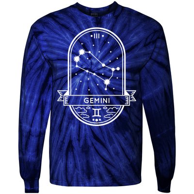 Gemini Zodiac Symbol Design Tie-Dye Long Sleeve Shirt