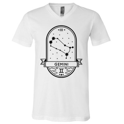 Gemini Zodiac Symbol Design V-Neck T-Shirt