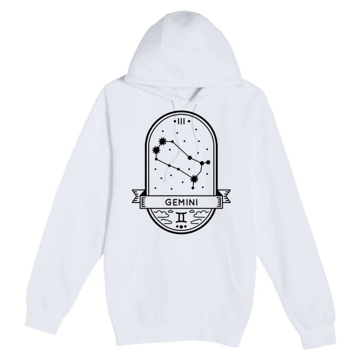 Gemini Zodiac Symbol Design Premium Pullover Hoodie