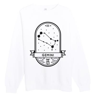 Gemini Zodiac Symbol Design Premium Crewneck Sweatshirt