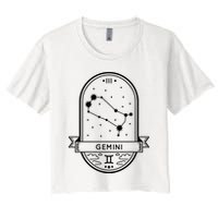 Gemini Zodiac Symbol Design Women's Crop Top Tee